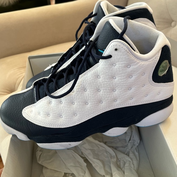 Men’s Air Jordan 13 Retro White French Blue Black Multi Basketball Shoes - Picture 2 of 15